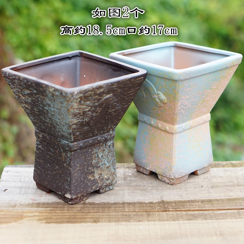 宜兴特大口径粗陶多肉花盆创意韩式亮光法师群生绿植陶罐简约