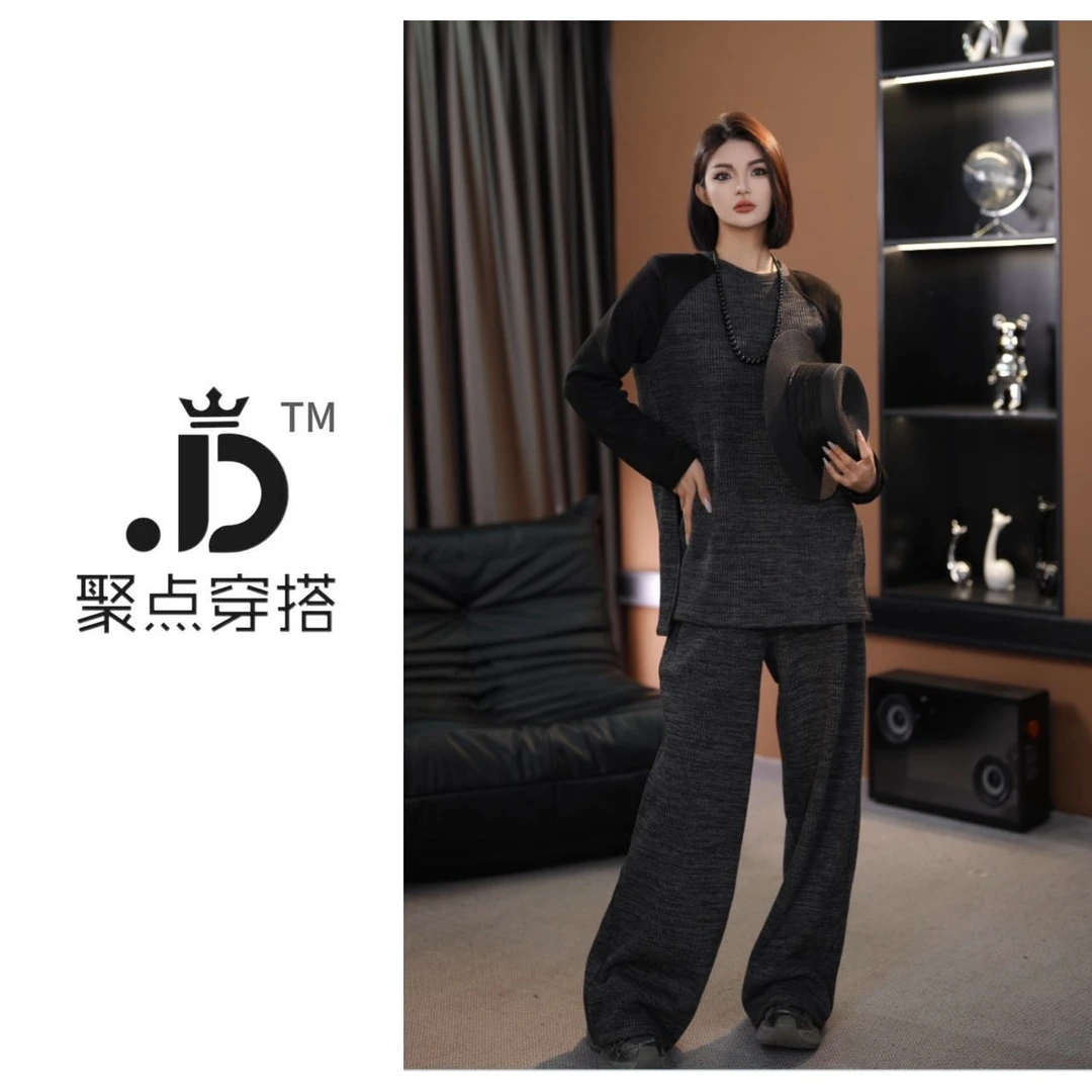 JUDIAN-【随性时光】拼色长袖长裤套装秋冬加厚聚点二8jd774226