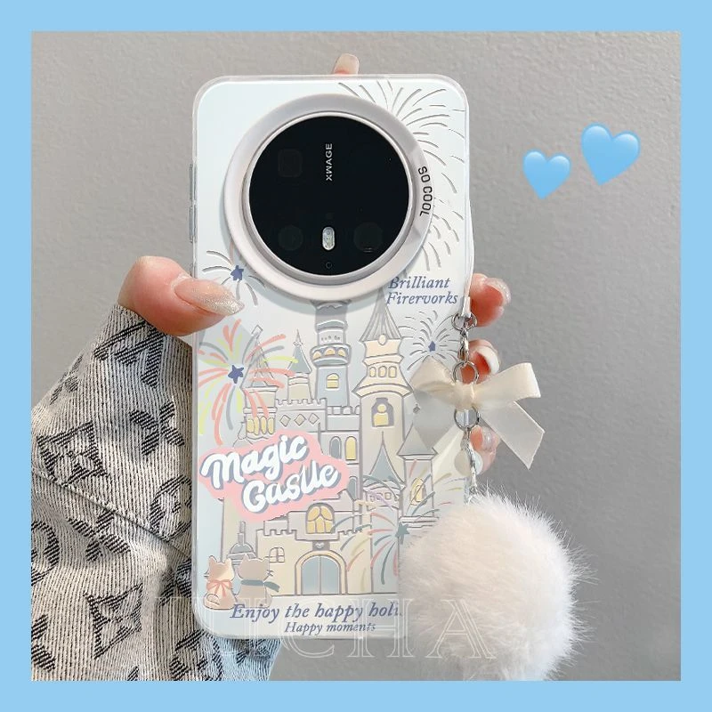 蓝色烟花城堡适用华为mate70pro手机壳防摔HUAWEImate70