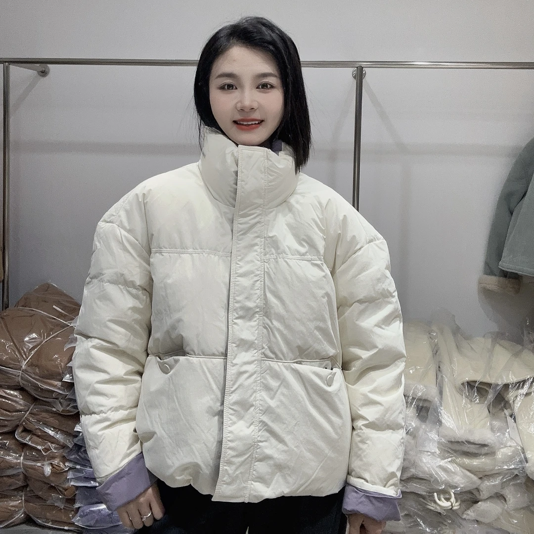 LMM 2503 2024冬季新款时尚撞色羽绒服女韩版宽松加厚保暖
