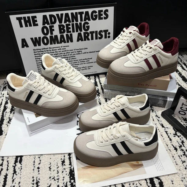 厚底增高德训鞋女2024秋冬新款持续锁温保暖小白鞋软底低帮阿甘鞋