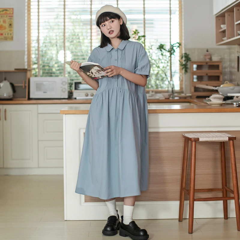 宽松连衣裙女连衣裙裙子气质长裙夏季复古法式文艺日系小清新L609