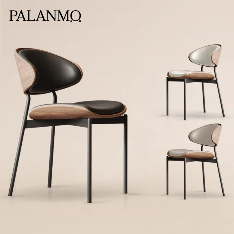 实木餐椅意式极简设计师原木靠背凳子现代简约轻奢餐桌椅子中古风