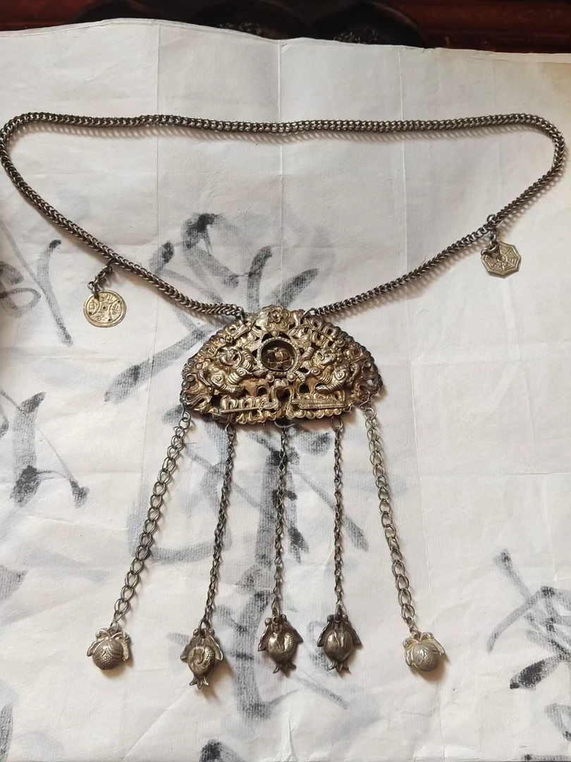 链子足银 老银项链国风长命锁流苏 拍下无效