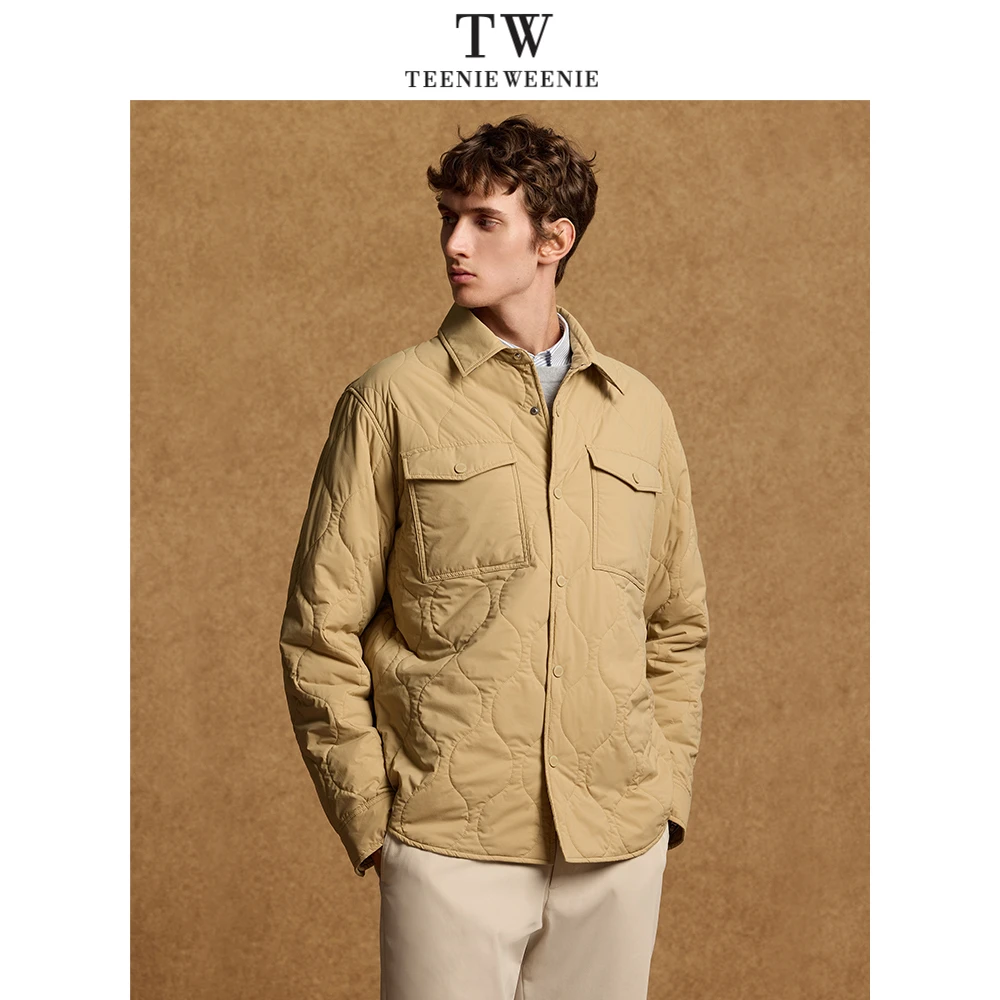 小熊男装棉服2024冬季新款工装风衬衫领休闲棉衣外套TNJP2449B1K