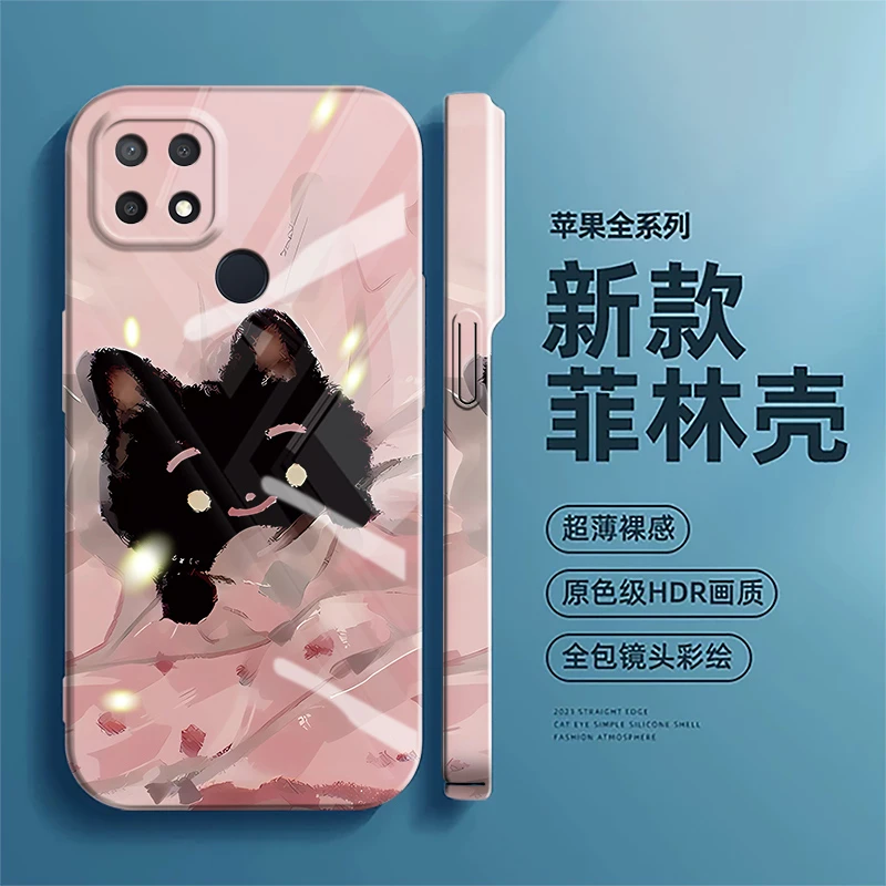 适用OPPOA35手机壳黑猫新款菲林壳网红潮情侣卡通高级感创意防摔
