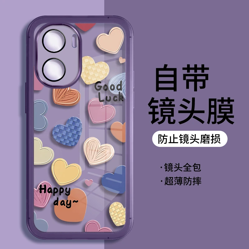 适用荣耀畅玩40Plus手机壳透明硅胶新款全包自带镜头膜网红潮爱心