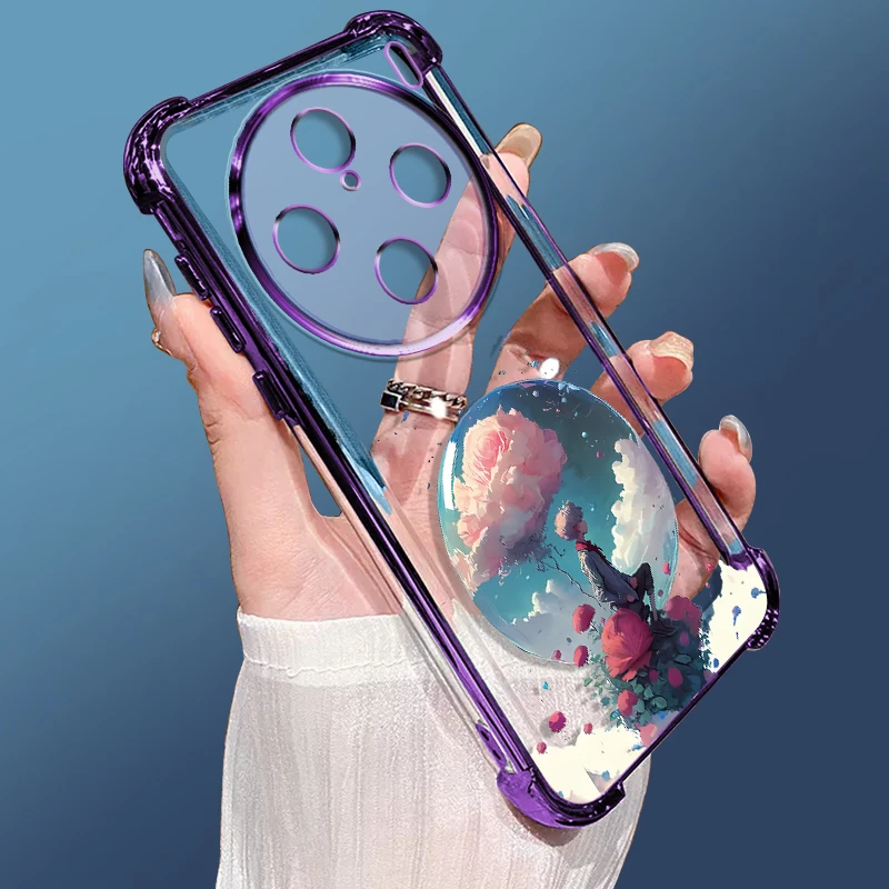 适用VIVOX100Pro手机壳电镀气囊防摔透明软壳精孔时尚保护套王子