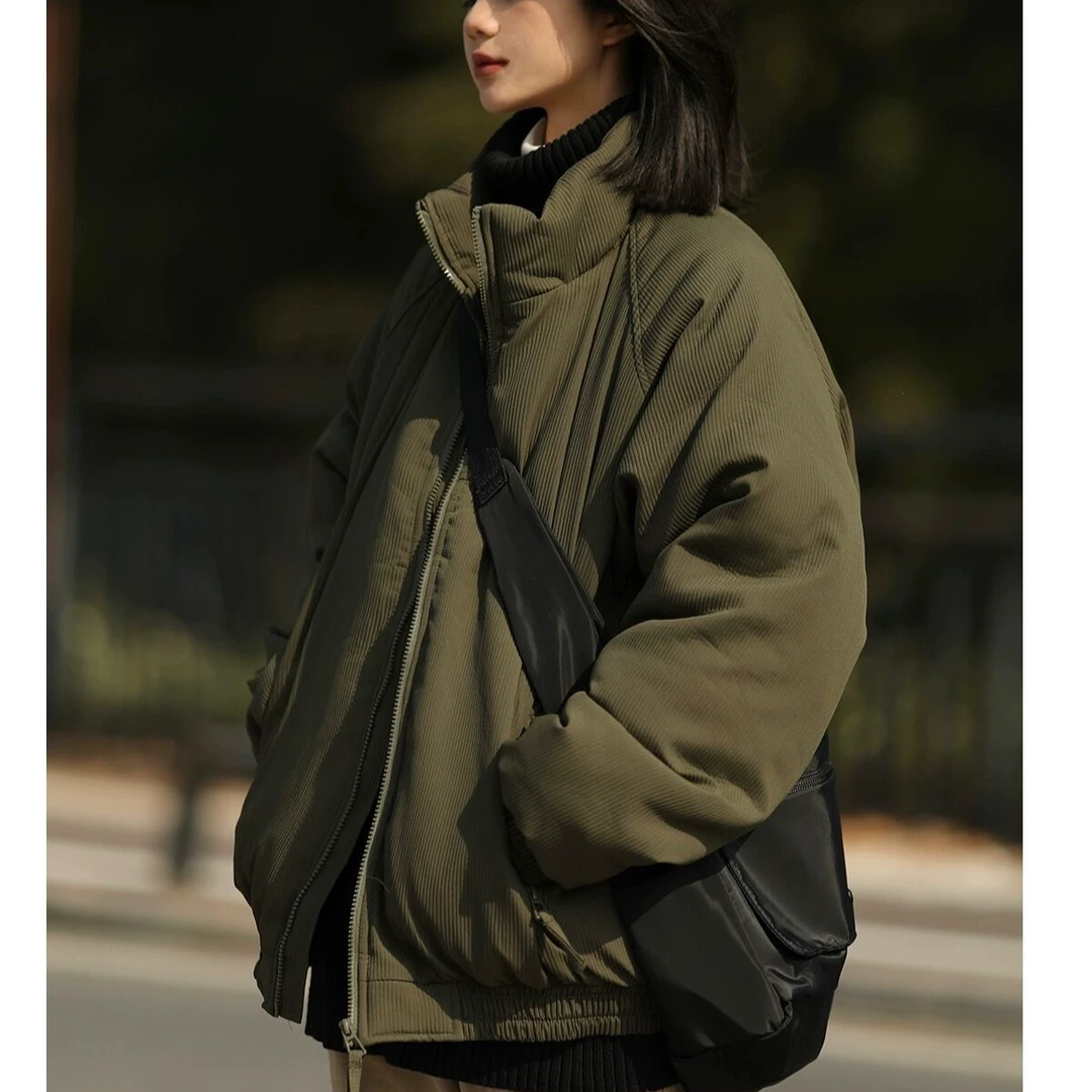 冬季棉服运动百搭男女情侣复古宽松日系纯色ins秋冬加厚上衣外套