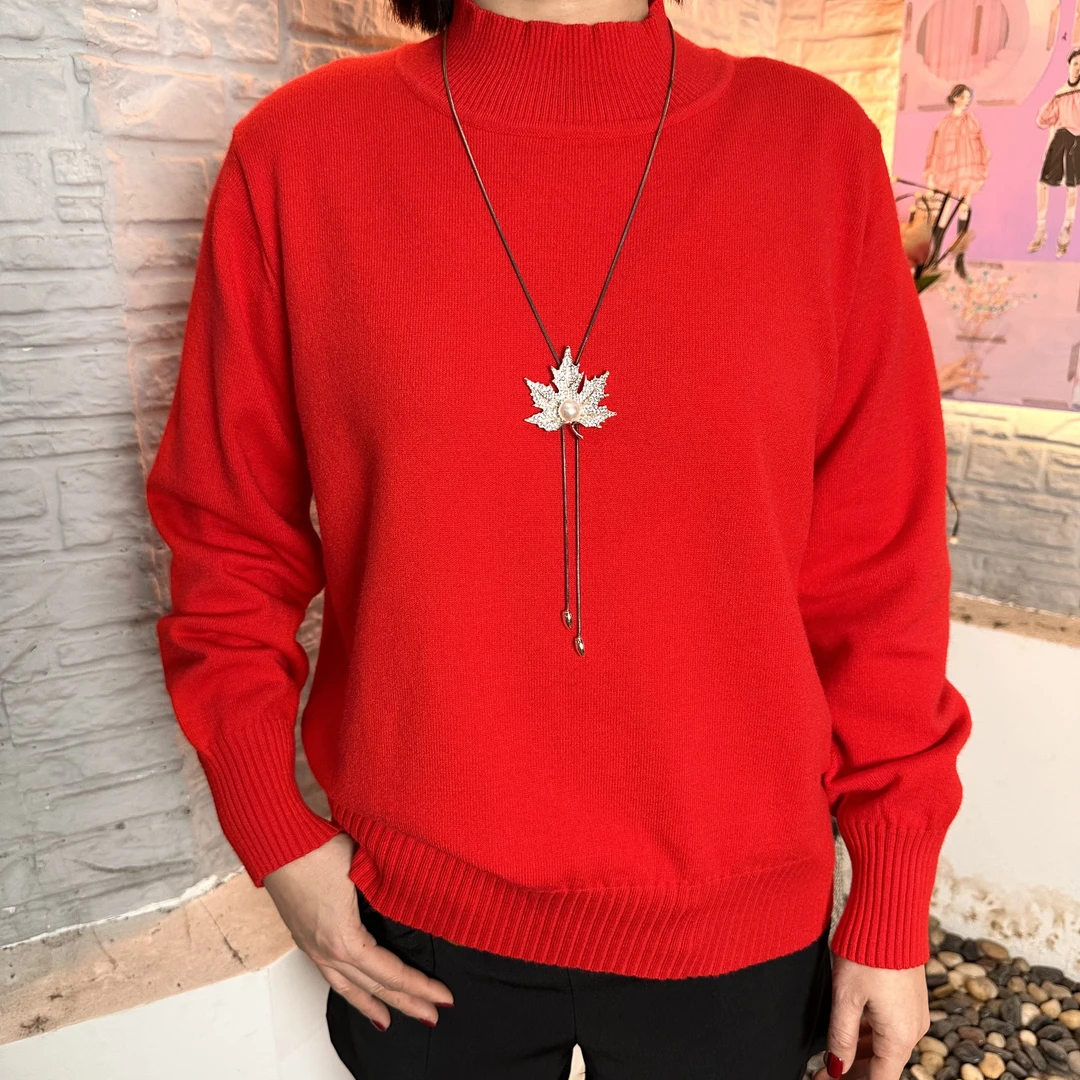 大码女装毛衣秋冬装百搭针织衫内搭洋气简约妈妈装上衣 D31991