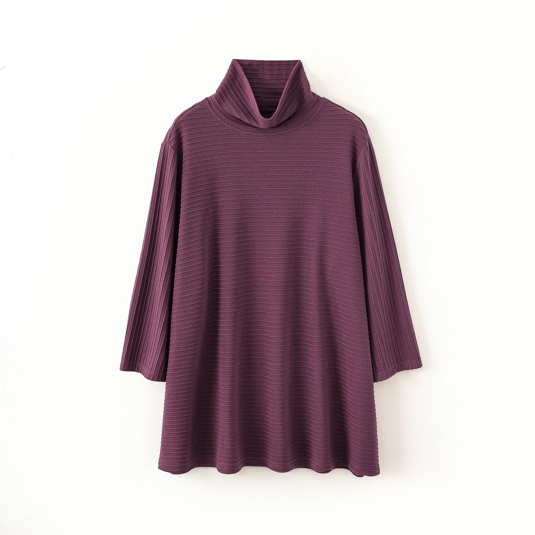 240斤大码女装针织衫时尚中长款大码打底衫纯色修身显瘦高领宽松