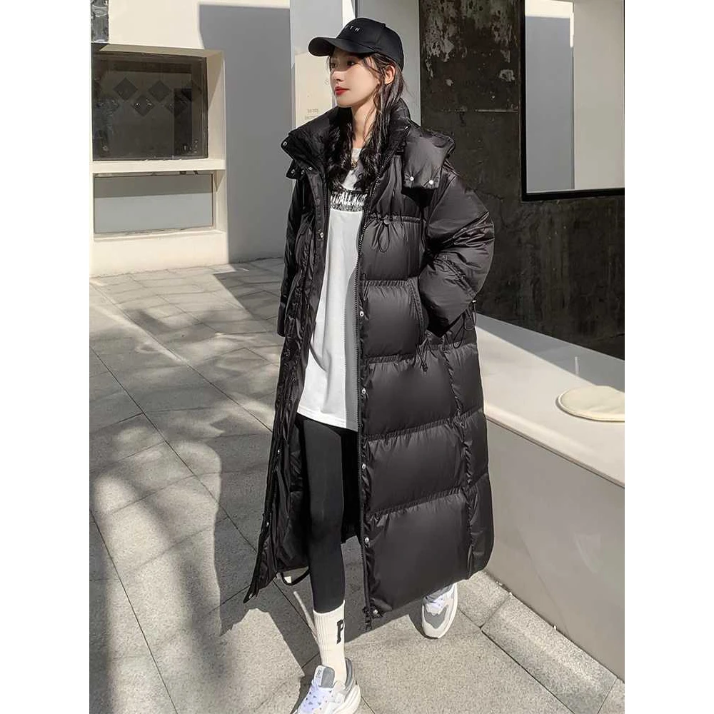 2023新款棉服女长款过膝加厚宽松面包服收腰韩系学生冬季棉袄外套