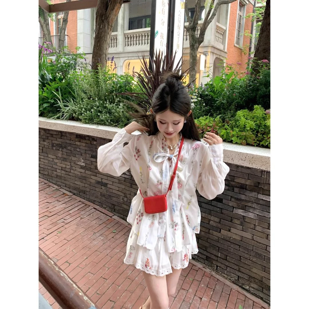 DEEMO【南法假日】轻薄刺绣工艺莱赛尔新中式衬衫上衣/半裙 WZ2562