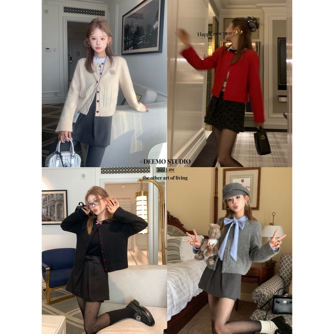 DEEMOSTUDIO【甜心女团】软糯糯兔毛针织开衫 WZ2344