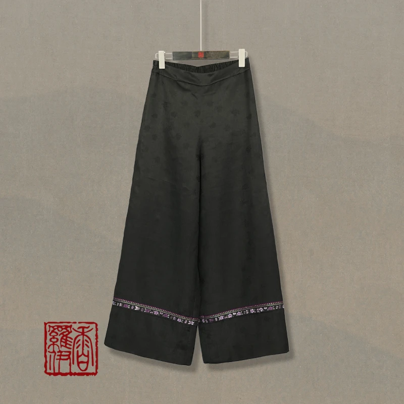 香罗伊【青依墨】传统复古绣花裤子