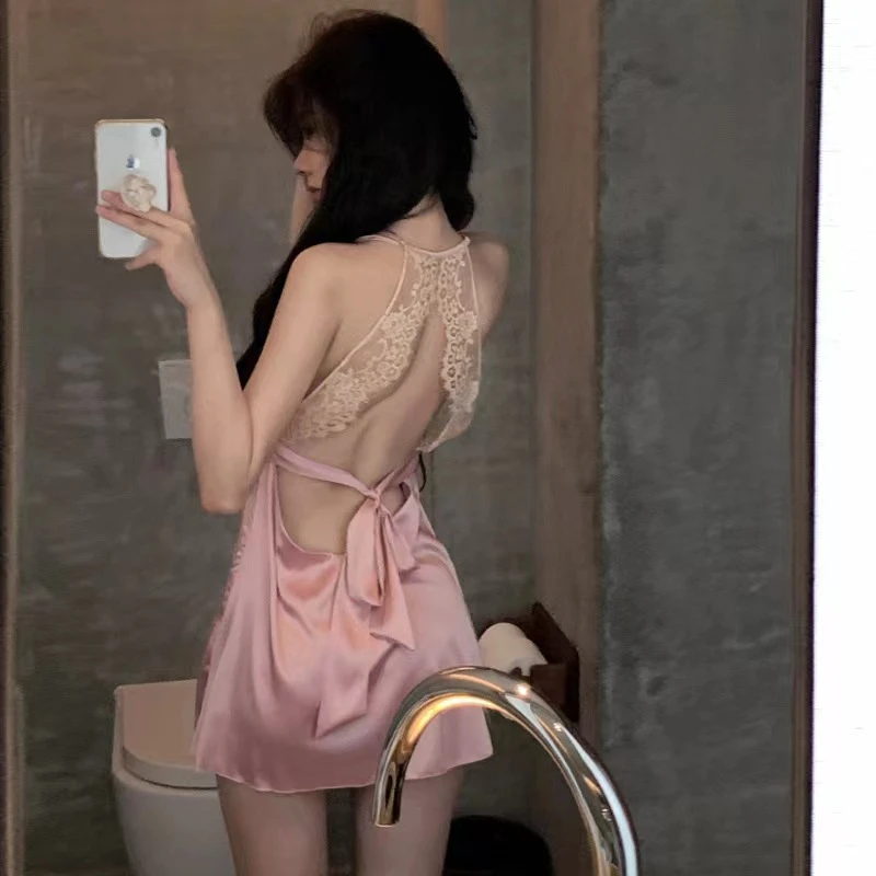 冰丝睡衣性感纯欲风吊带显瘦气质春夏轻奢睡裙性感蕾丝情侣睡衣