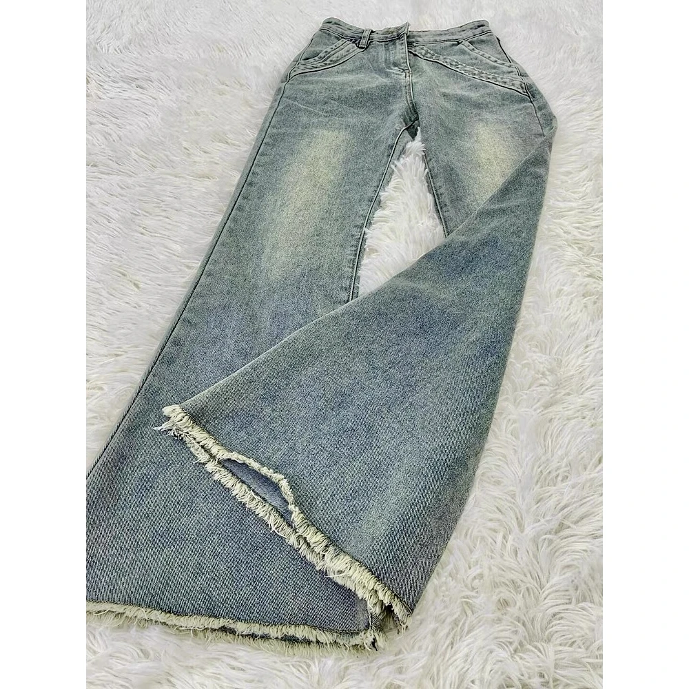 人鱼姬不贴腿喇叭冰川蓝牛仔裤女无弹厚款显瘦喇叭