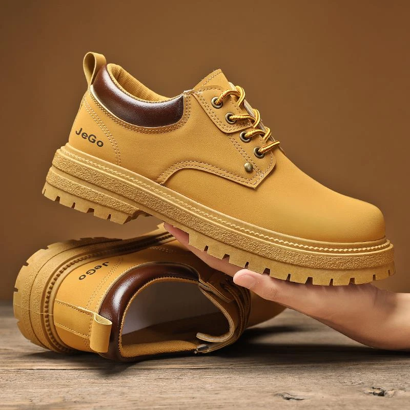 【小扬哥推荐】劳保工装鞋男秋冬复古低帮马丁鞋男款踢不烂大黄靴