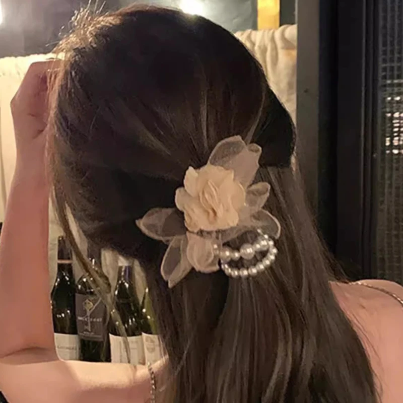干枯玫瑰花朵发圈女高级感韩系头花超仙发绳头饰法式气质头绳发饰