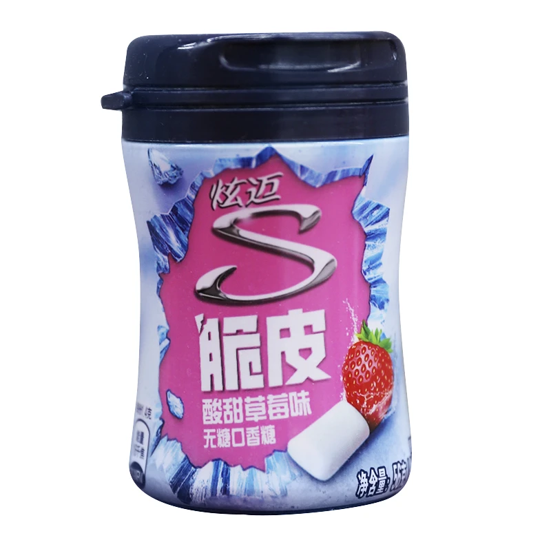 炫迈酸甜草莓味无糖颗粒口香糖56g