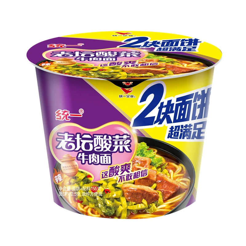 统一来一桶老坛酸菜牛肉面 2块面饼 155g
