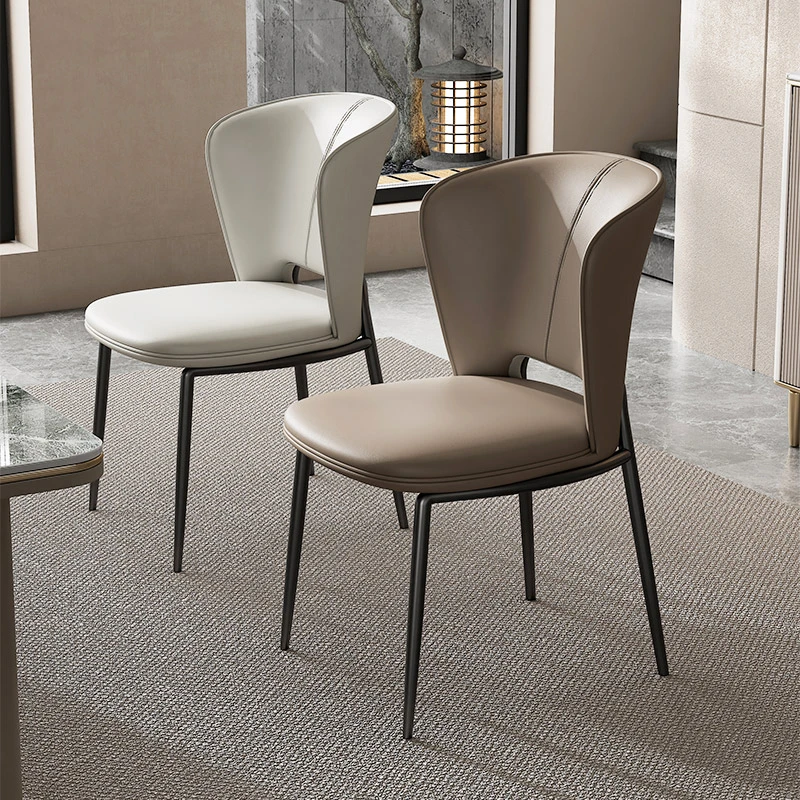 北欧家用轻奢设计师高级感餐椅意式极简餐桌椅简约现代皮革靠背椅