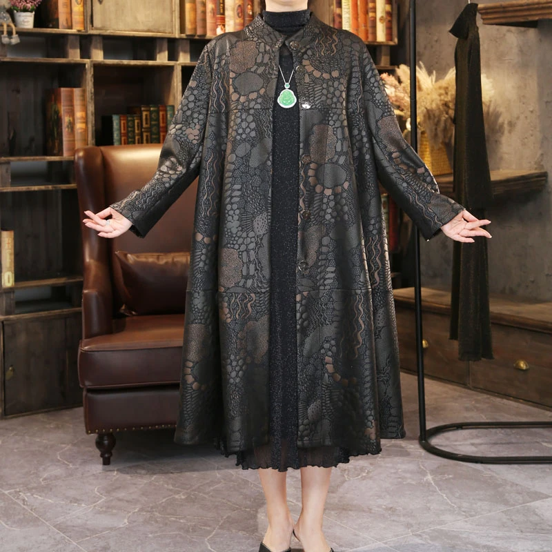 魏夫人·秋季上新复古中式时尚气质洋气大码妈妈装风衣大衣外套