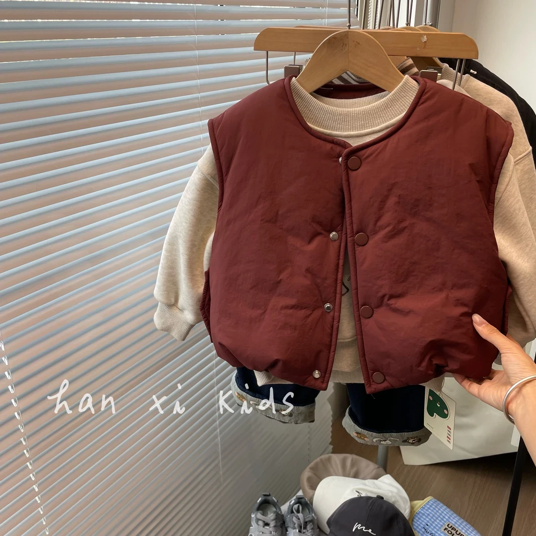 冬！纯色面包棉马甲爆软云柔棉款！韩国男女童儿童保暖上衣开衫24