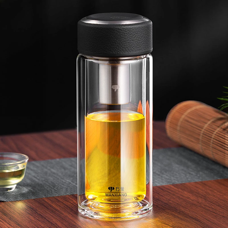 万象双层玻璃杯大容量专用水杯男女士泡茶杯高档商务车载杯子