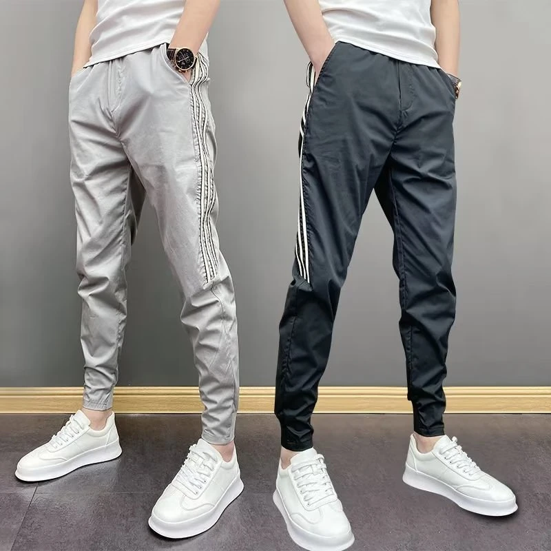 运动裤男休闲夏季新款韩版潮流男裤九分长裤春季男士束脚裤2023