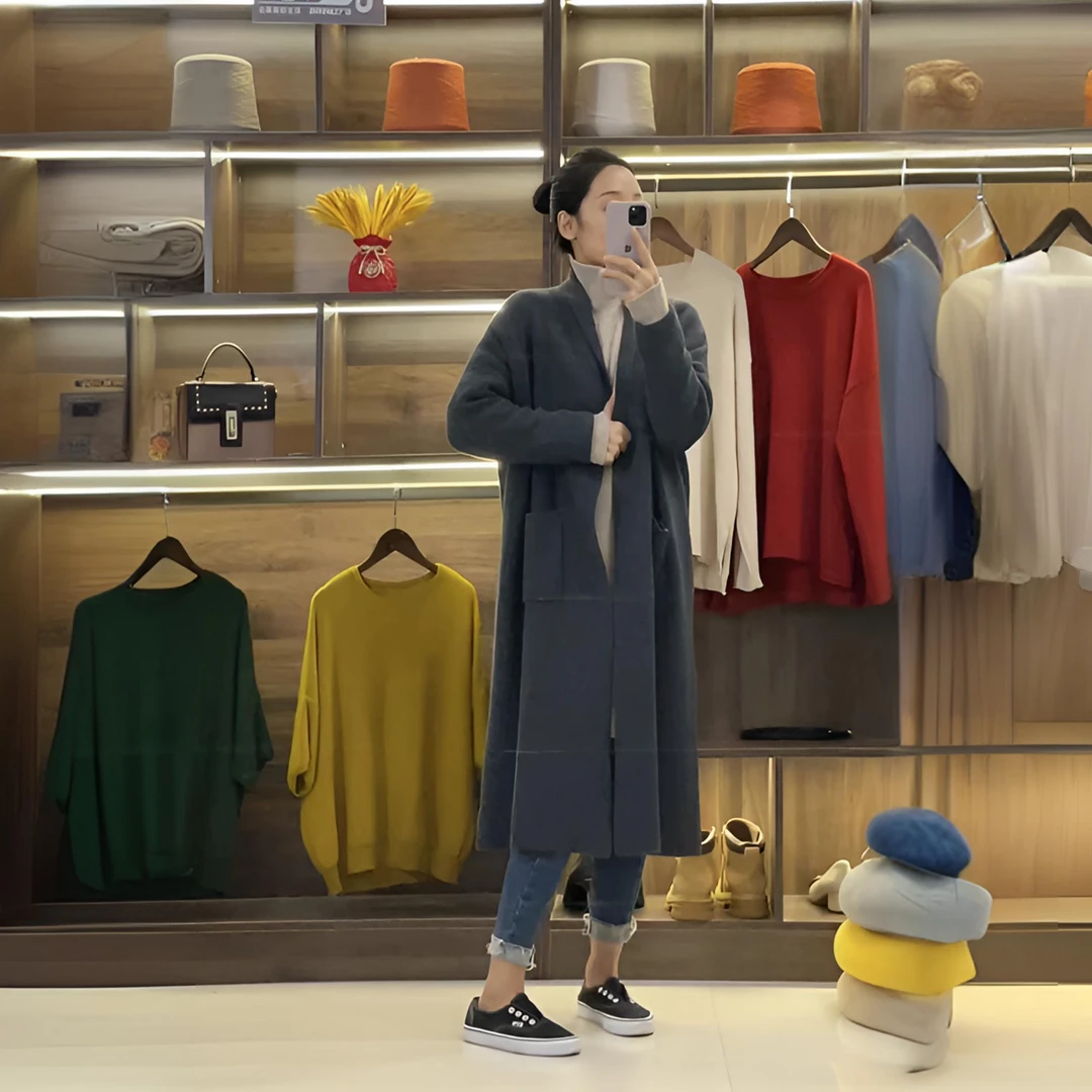 100纯山羊绒大衣外套 长款加厚外套 百搭显瘦保暖秋冬