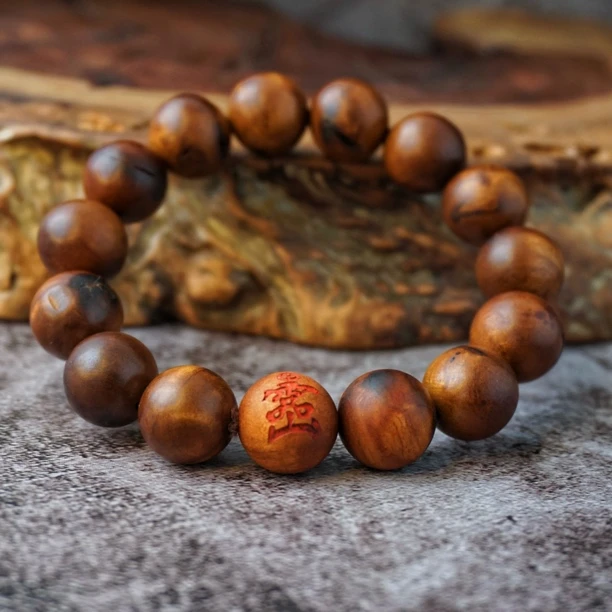 非金属木质手链 雷枣木雷纹款手串1.5cm（15颗）