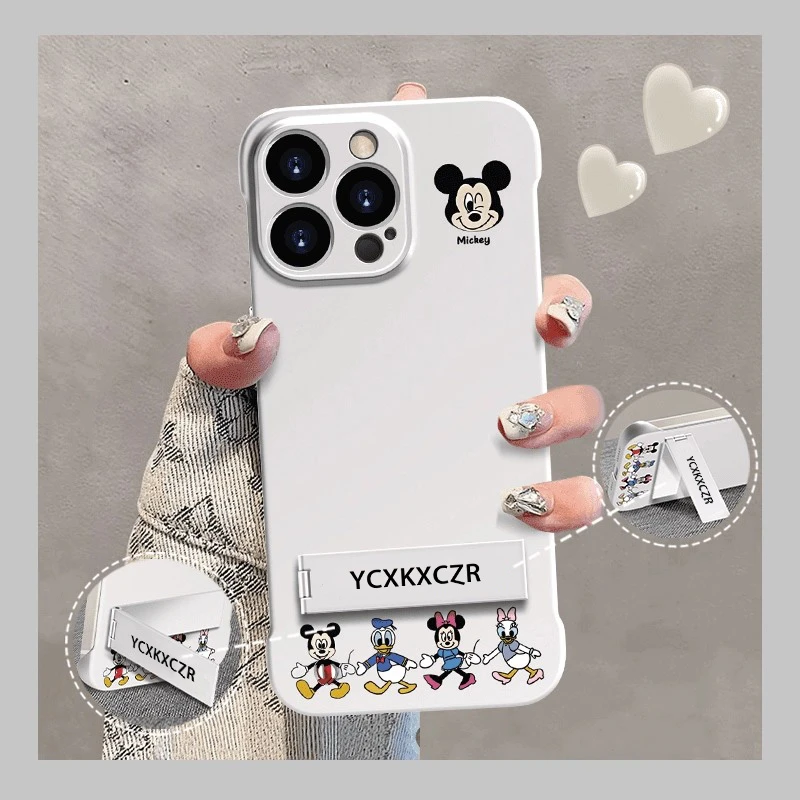 米奇家族适用于苹果15小米卡通华为vivooppo卡通无边框支架手机壳