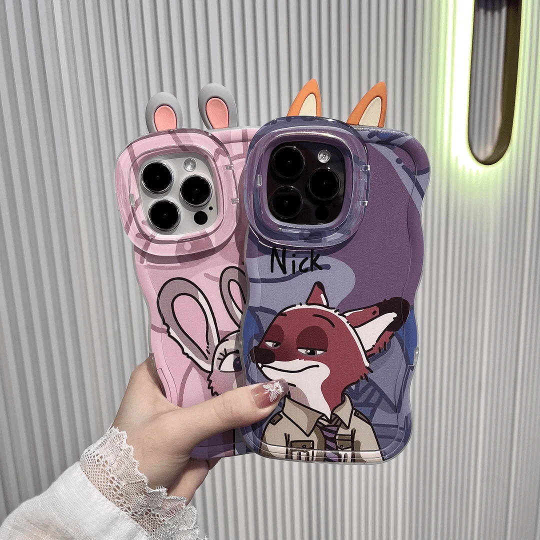 朱迪尼克板凳双支架适用于苹果16/华为/OPPO/VIVO卡通防摔手机壳