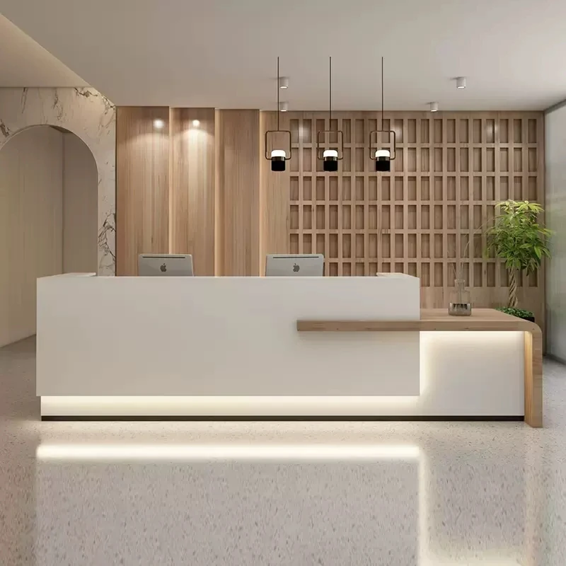 前台接待台公司烤漆办公前台桌接待简约奶茶店吧台收银台柜台定制