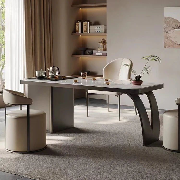 家用意式尺寸岩板茶台组合简约现代轻奢泡茶桌喝茶桌子功夫茶桌椅