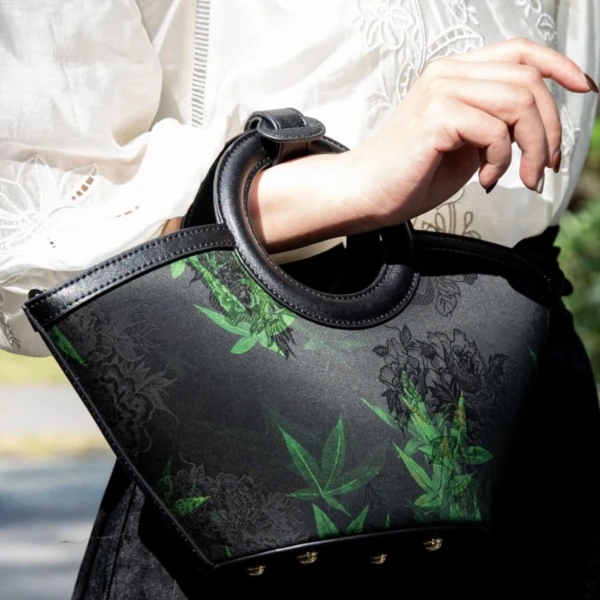 天煦【上喜】新中式国风优雅复古桑蚕丝手提包真皮菜篮子包单肩包