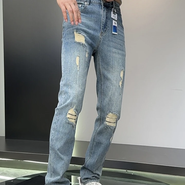 秋季新款（安）男士破洞牛仔裤时尚修身显瘦潮流6988