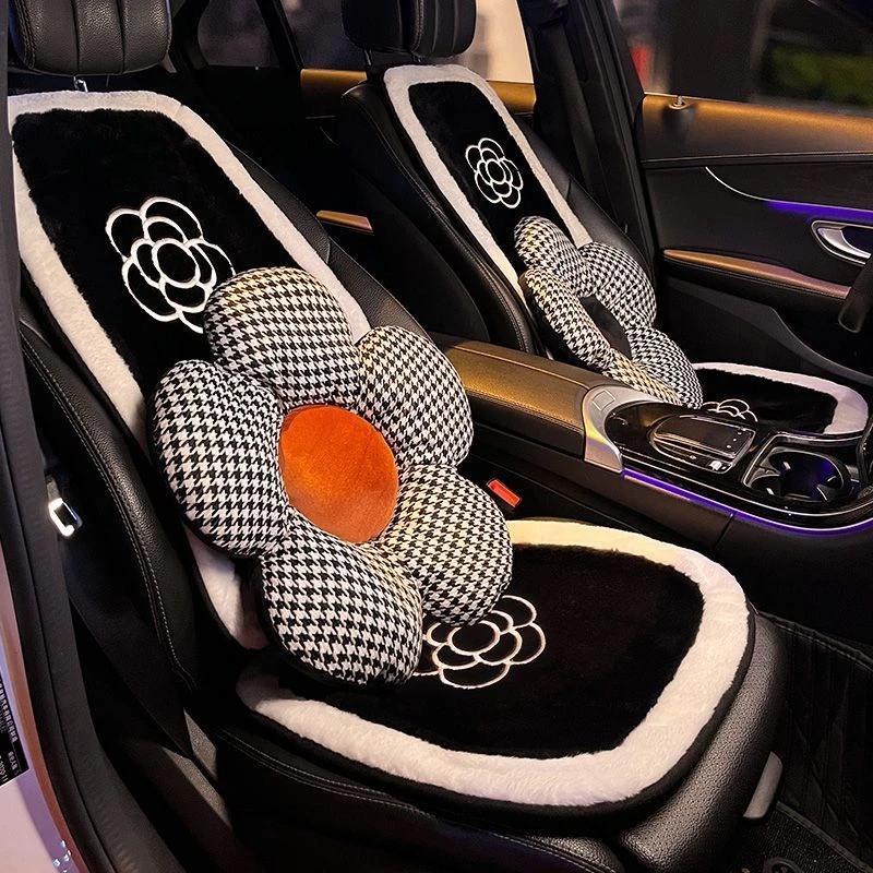 防寒保暖宝马奥迪奔驰冬天女神汽车透气冬季毛绒山茶花女神长毛绒