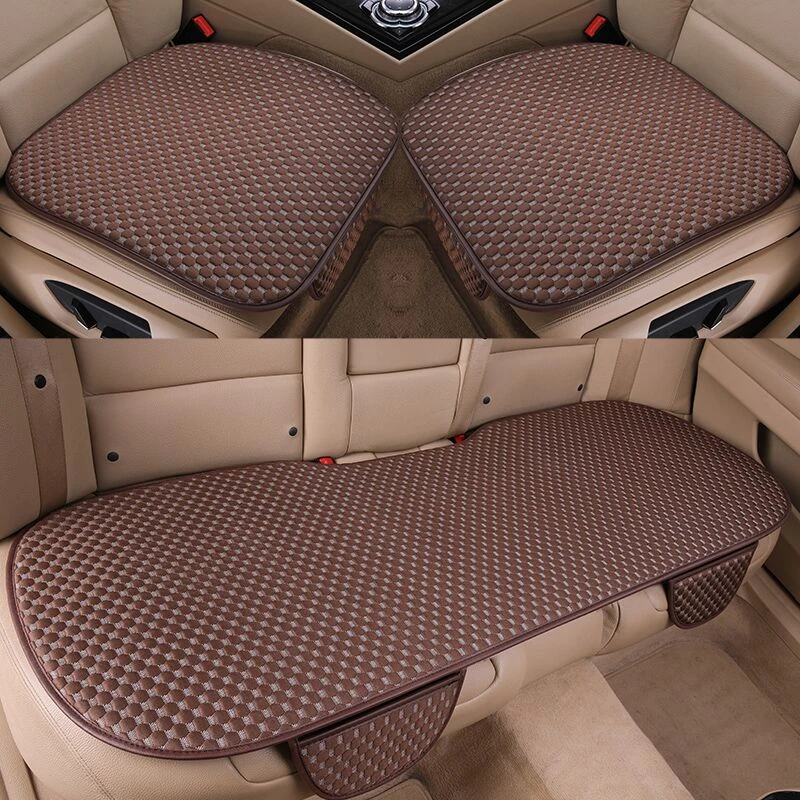 冰豆豆纯色汽车坐垫四季通用实用凉垫透气冰丝座椅垫防滑耐磨半包