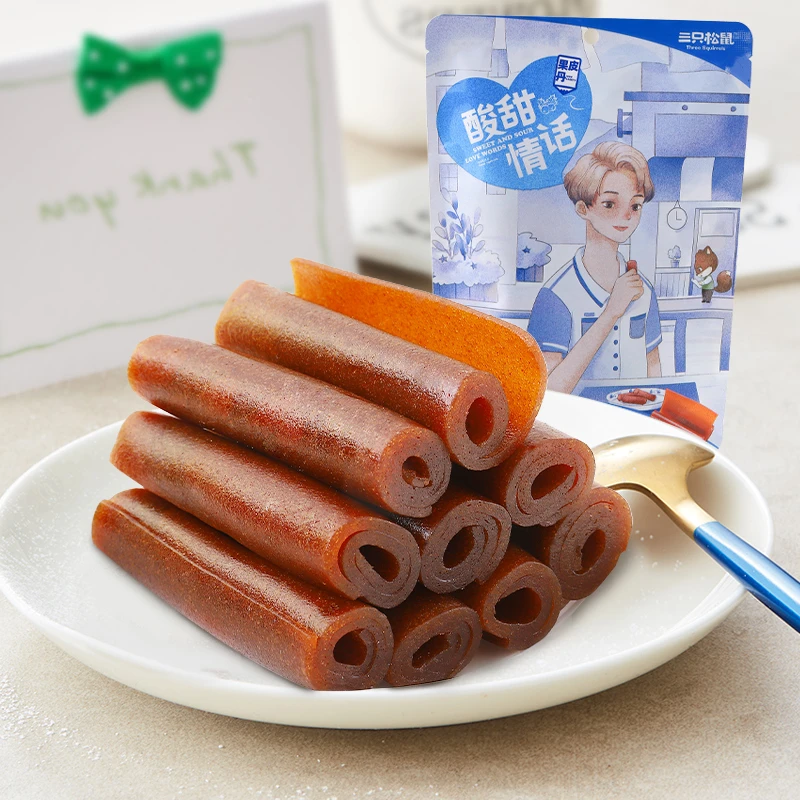 【临期品】三只松鼠_卷卷果丹皮208g果脯山楂条蜜饯食用山楂片mx