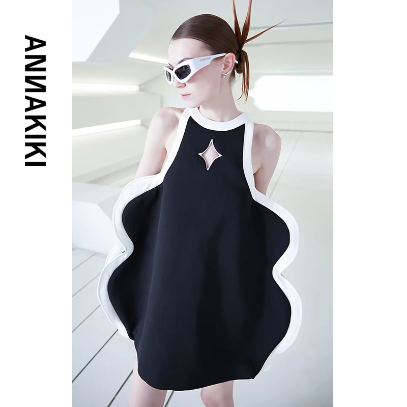ANNAKIKI 小众设计感3D立体撞色波浪裙 3C2T0826H152