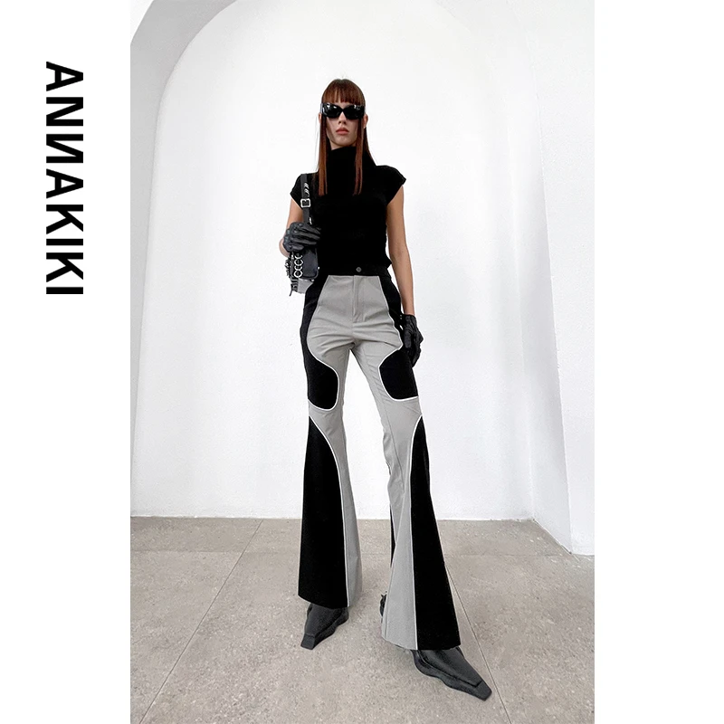 【COCO精选】ANNAKIKI 撞色拼接机能喇叭裤 3B31233433A