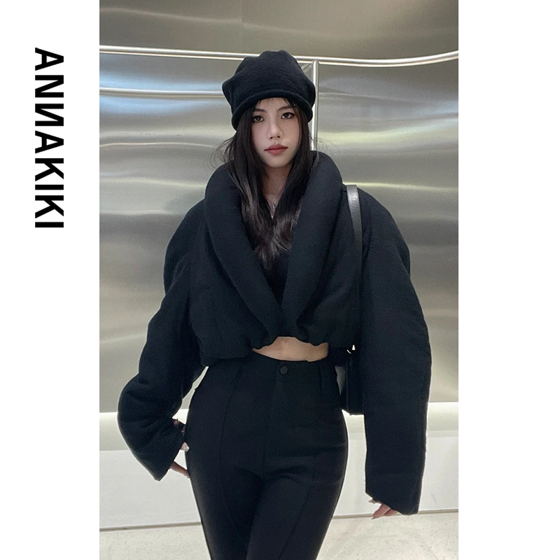 【COCO精选】ANNAKIKI 羊毛道袍式短款棉服 3D4D1337H374