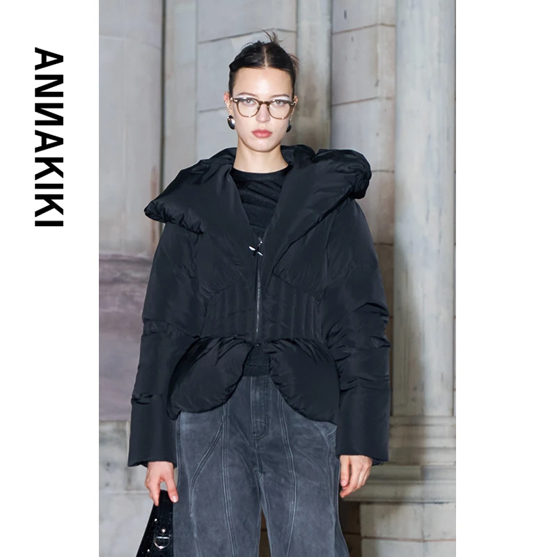 ANNAKIKI 90绒小众设计师款爱心领收腰鹅绒羽绒服 3D4A1439H688