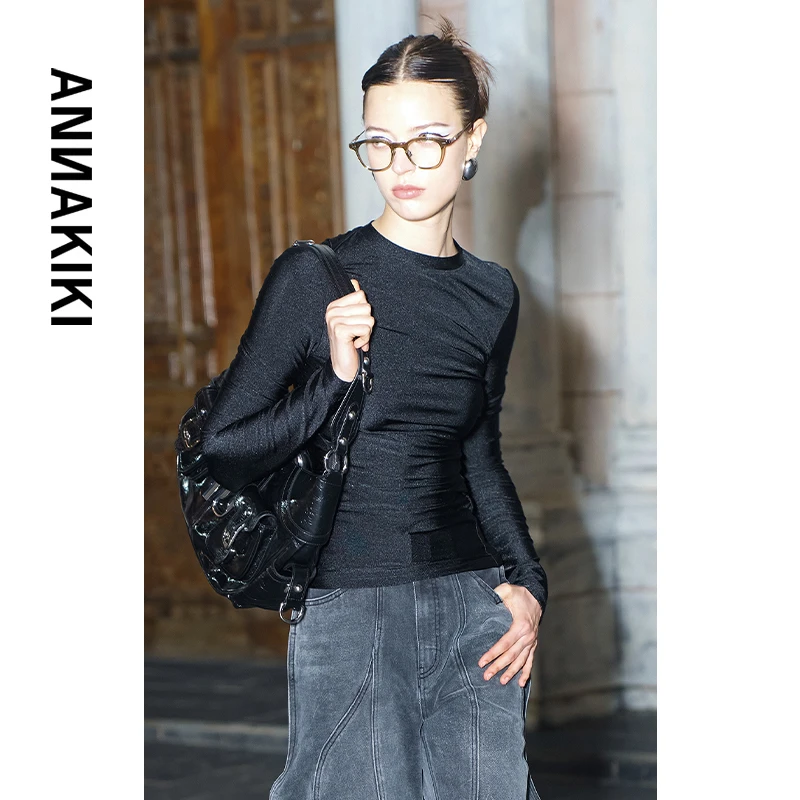 【COCO精选】 ANNAKIKI 褶皱肌理长袖T恤 3D3A0101H710
