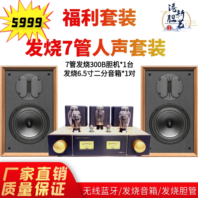 特价7管300B搭配发烧人声6.5寸二分频书架音箱套装家用高保真音响