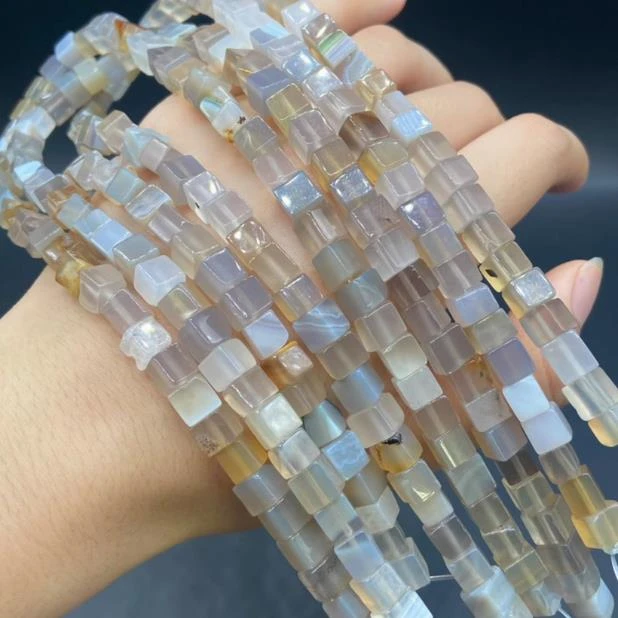 天然烟灰玛瑙 约4mm方块型散珠串珠配珠 手工diy手链项链饰品材料