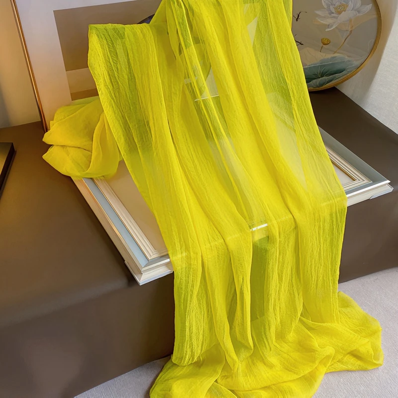 纯色黄色舞蹈围巾纱巾超大丝巾女妈妈春夏秋冬款洋气时尚薄款披肩