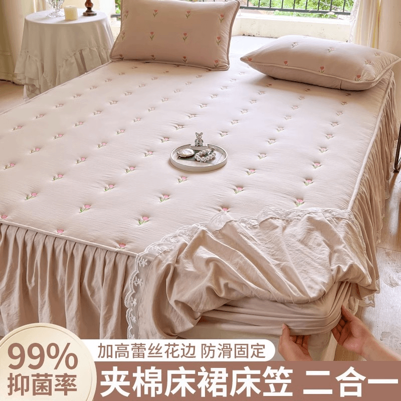 【球个好物】公主风水洗棉夹棉床裙床笠二合一2023新款席梦思床垫